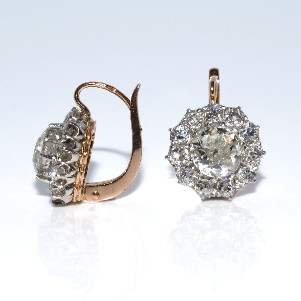 Boucles d'oreilles dormeuses marguerites diamants-photo-3