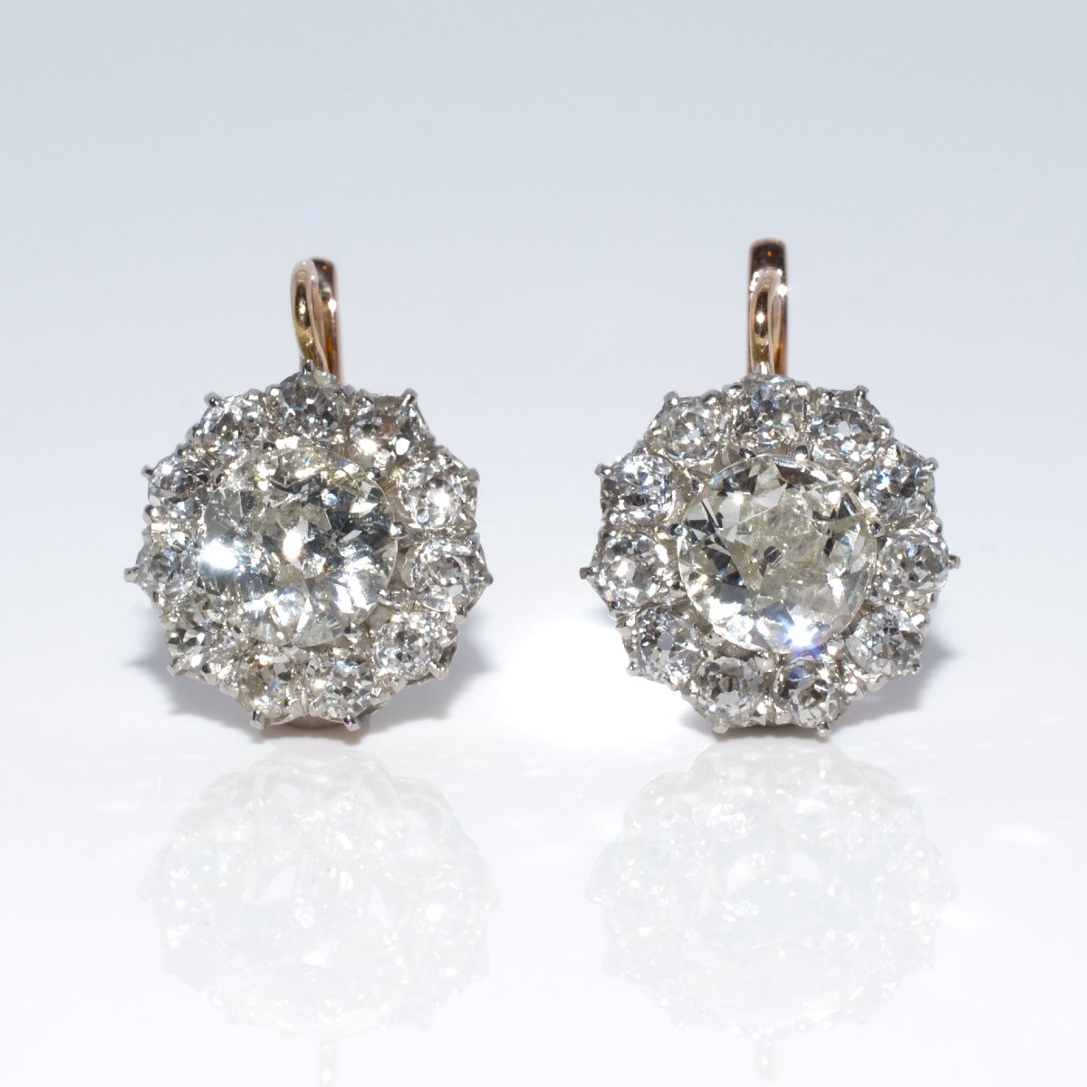 Boucles d'oreilles dormeuses marguerites diamants-photo-4
