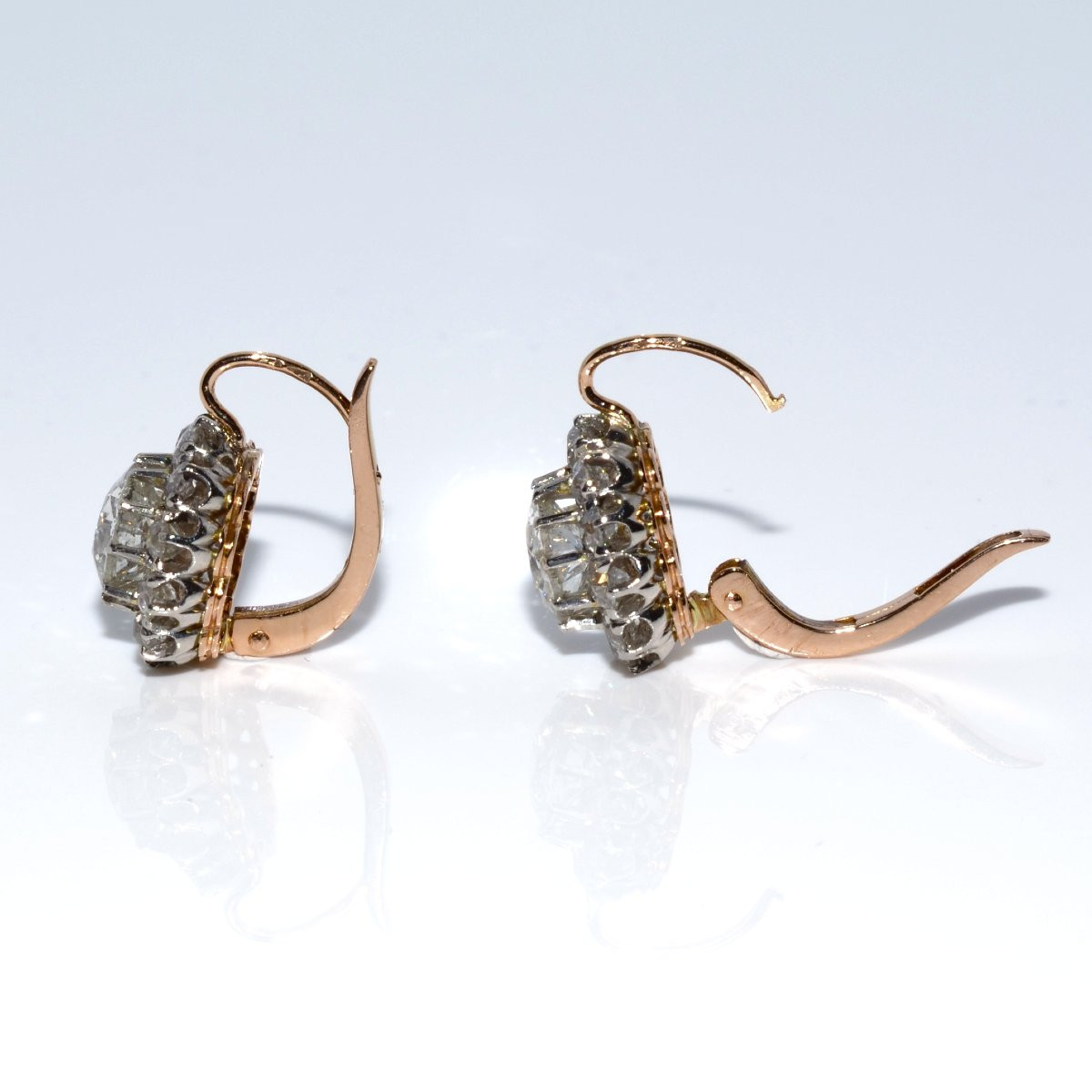 Boucles d'oreilles dormeuses marguerites diamants-photo-2