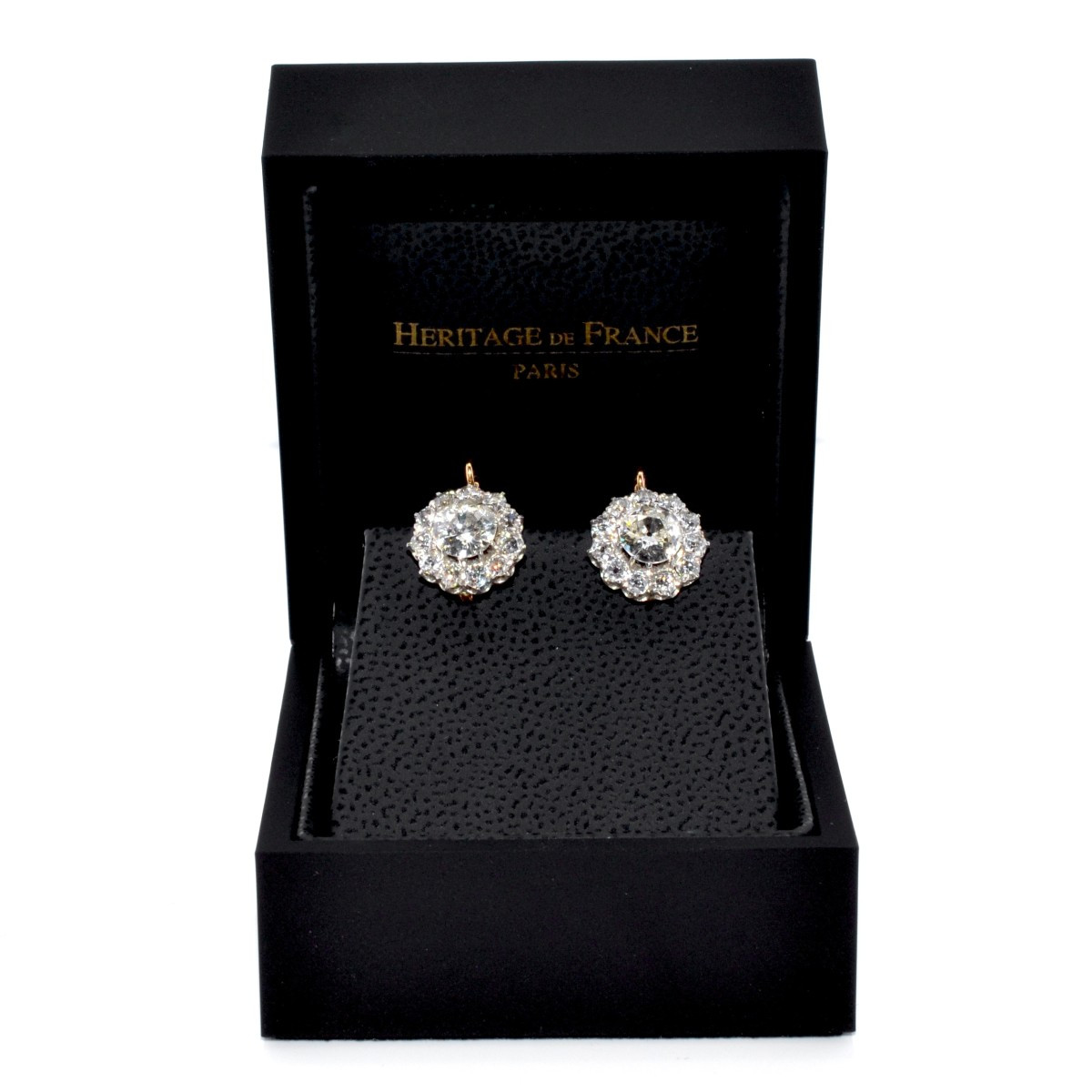 Boucles d'oreilles dormeuses marguerites diamants