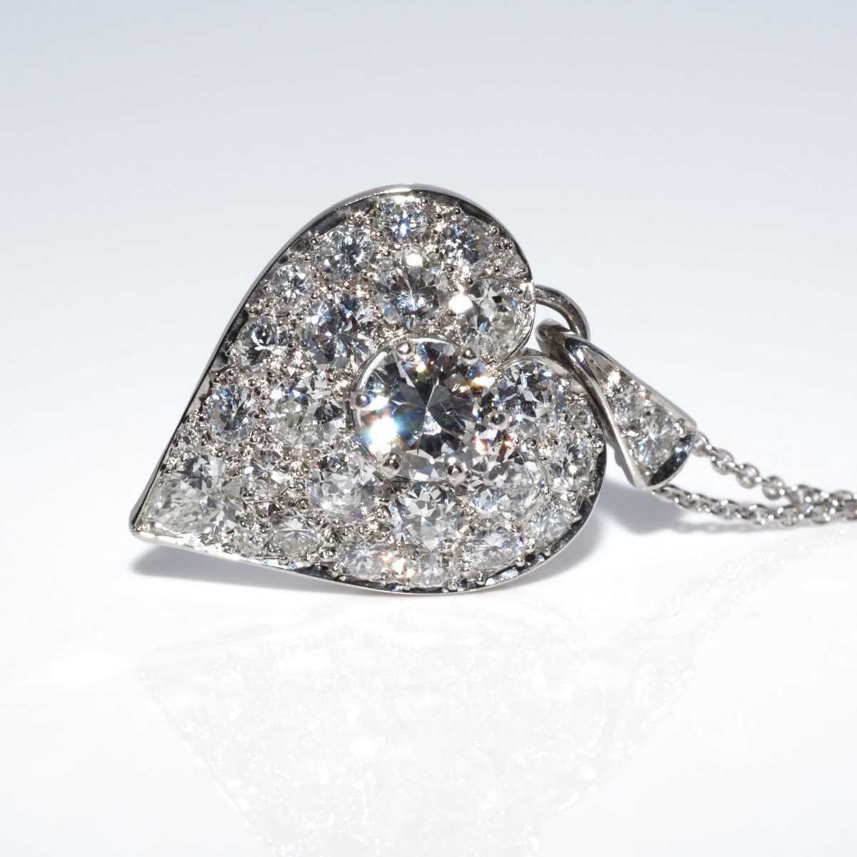 Art Deco Heart Diamond Pendant-photo-3