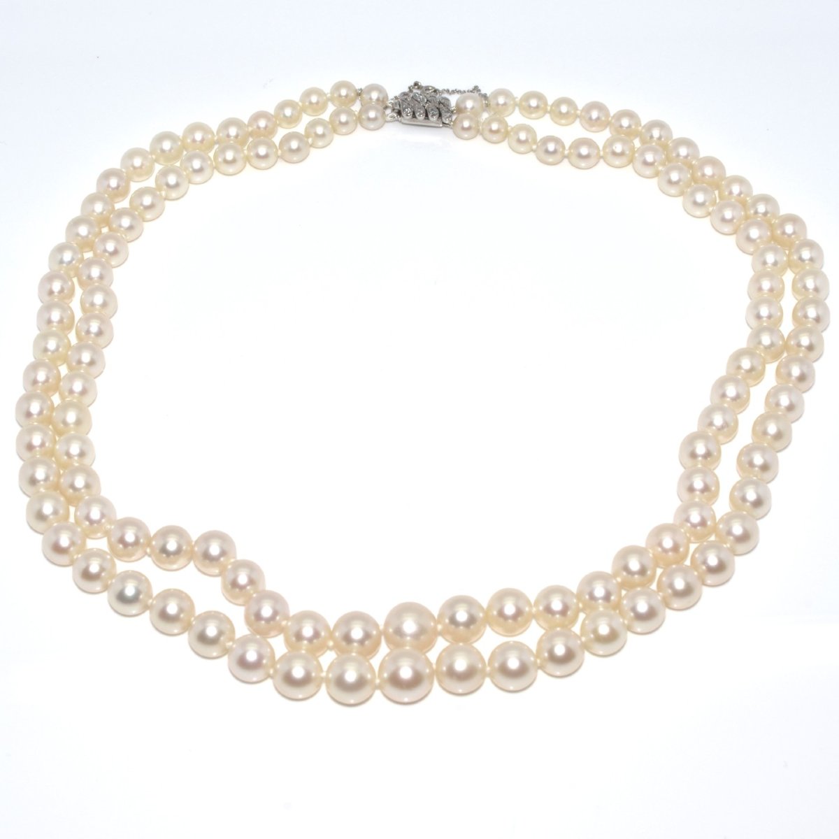 Collier double rang perles et diamants-photo-2