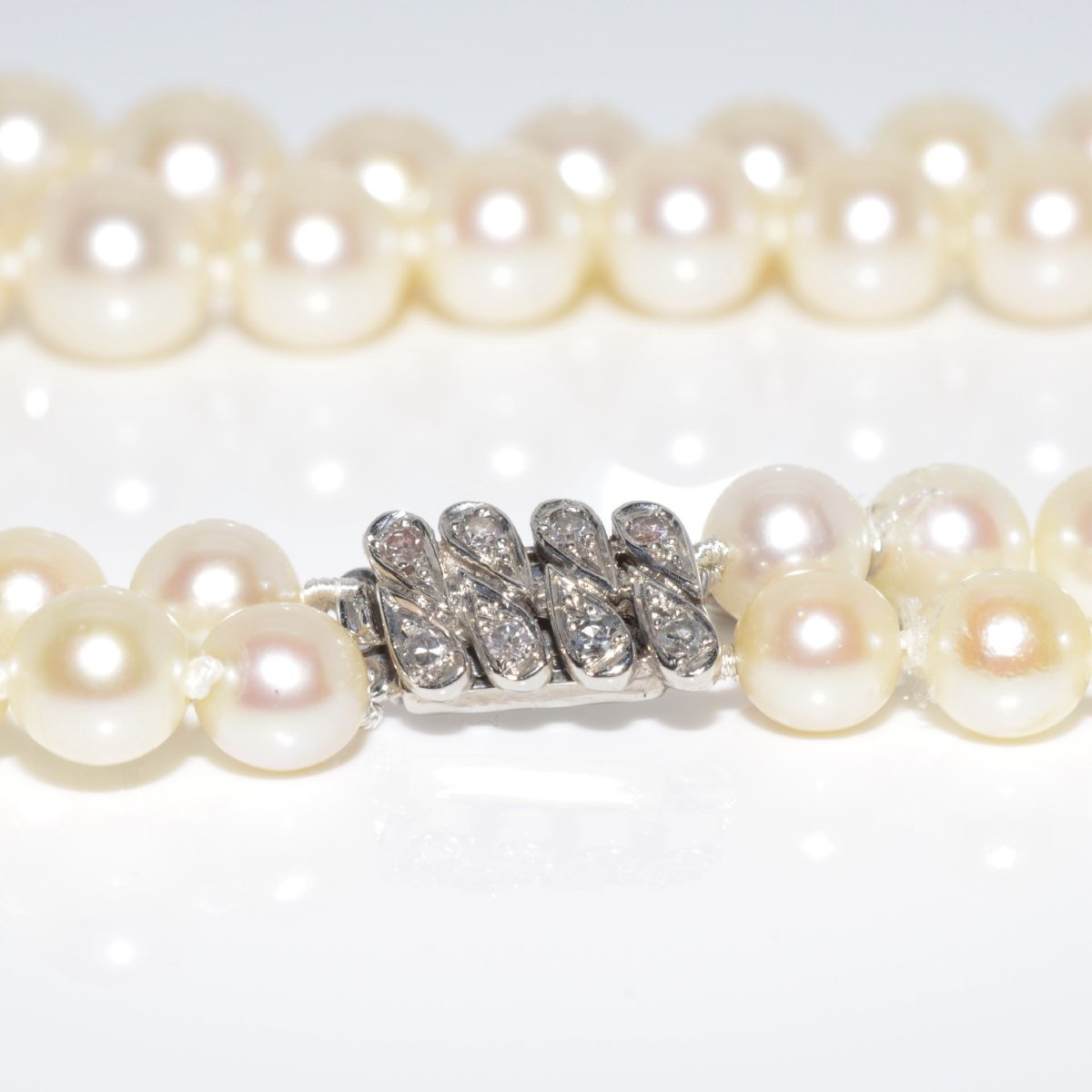Collier double rang perles et diamants-photo-4