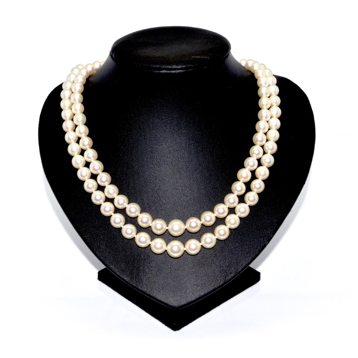 Collier double rang perles et diamants