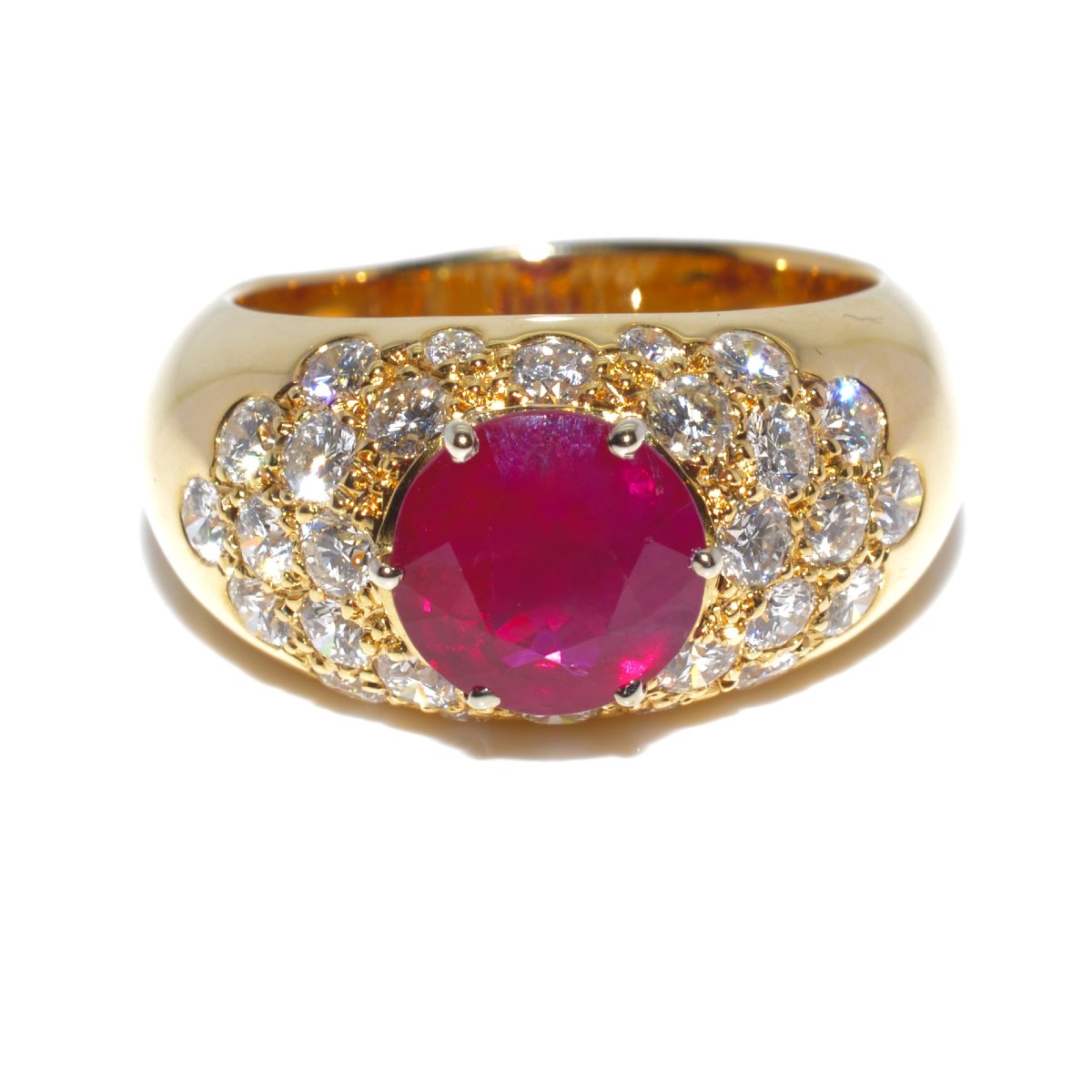 Bague jonc rubis et diamants