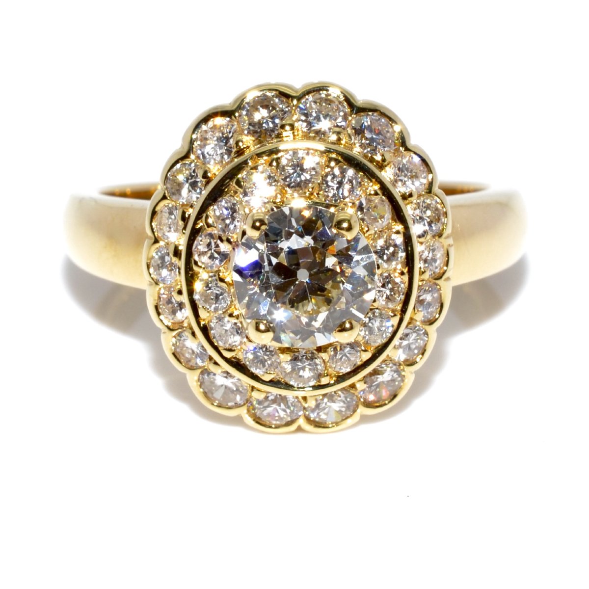 Bague double entourage diamants