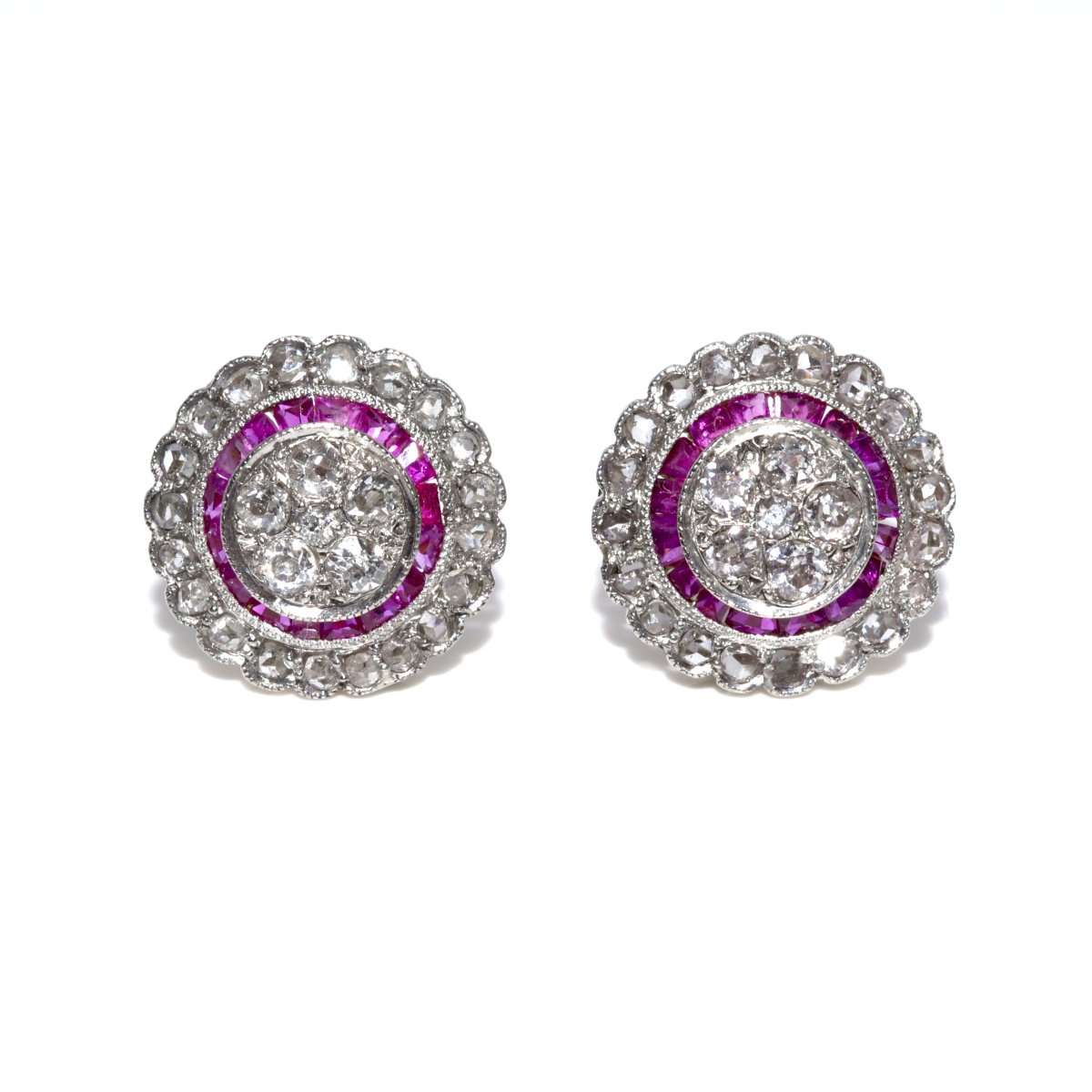 Boucles d'oreilles art déco diamants