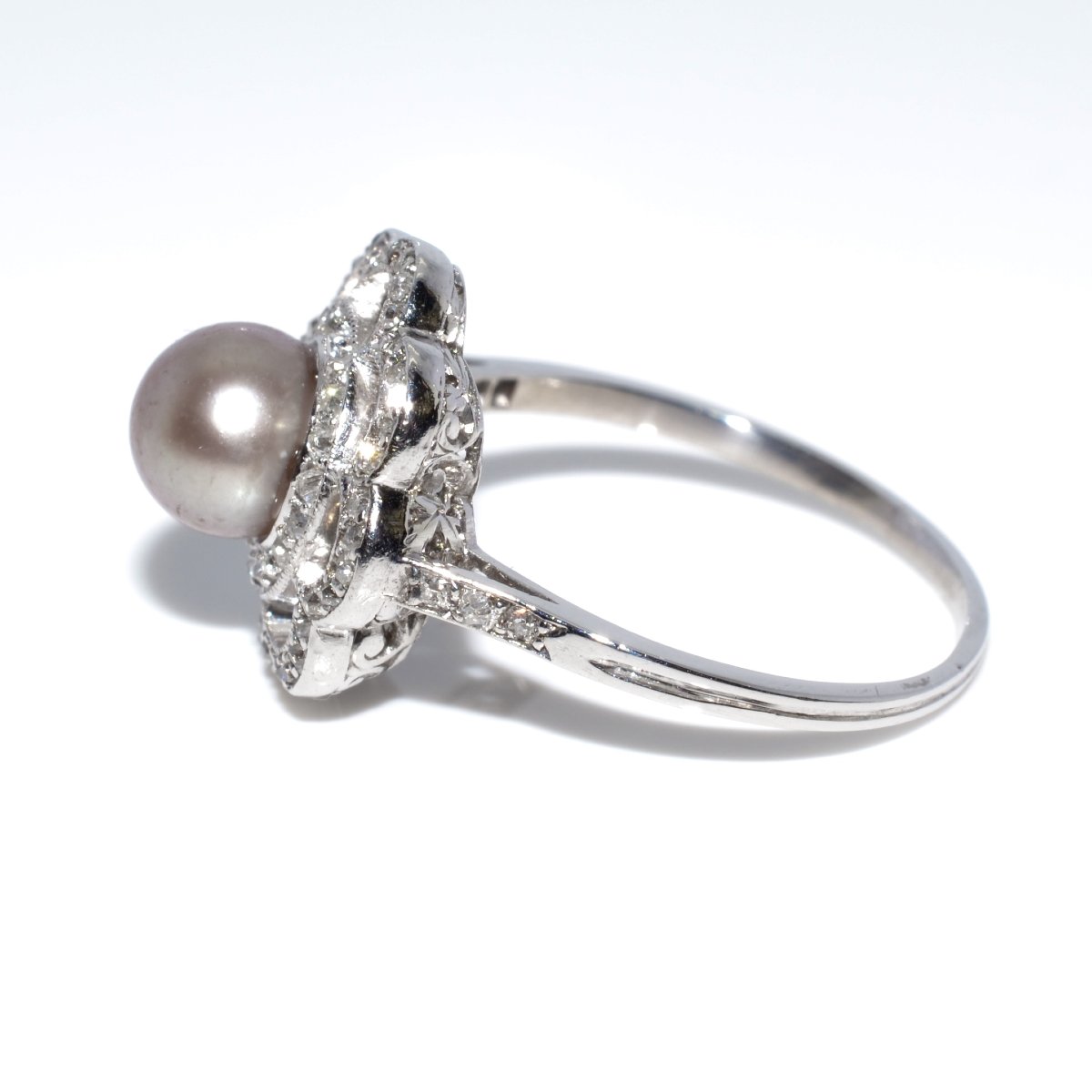 Delicate Pearl And Diamond Flower Ring-photo-3