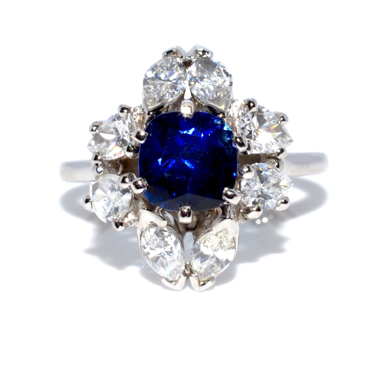 Diamond And Sapphire Cluster Ring