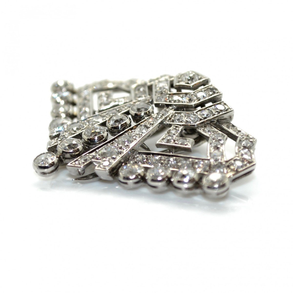 Clip De Revers Art Deco En Diamants-photo-4