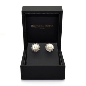 Diamond And Pearl Earrings