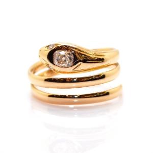 Gold And Diamond Snake Ring