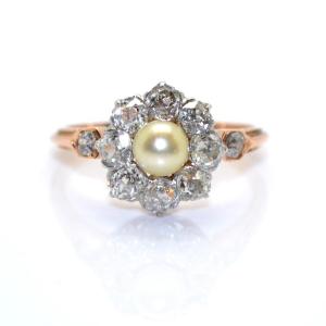 Pompadour Pearl And Diamond Ring