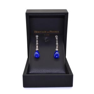 Antique Diamond And Lapis Earrings