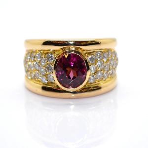 Garnet And Diamond Pave Ring