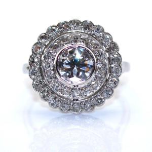 Diamond Art Deco Double Cluster Ring