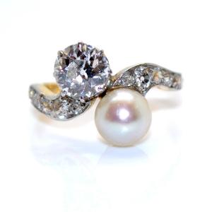 Toi Et Moi Diamond And Natural Pearl Ring