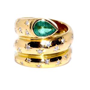Bague Vintage émeraude Et Diamants