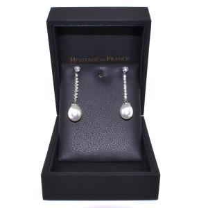 Boucles d'Oreilles Pendantes Diamants Et Perles