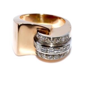 Bague Tank asymétrique diamants