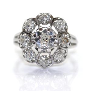 Bague marguerite diamants