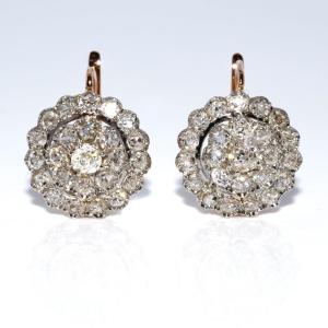 Boucles d'oreilles dormeuses marguerites diamants