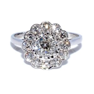 Bague Art Déco marguerite diamants