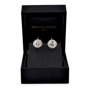 Boucles d'oreilles dormeuses marguerites diamants