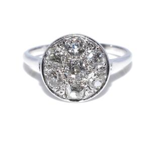 Bague Art Déco entourage diamants