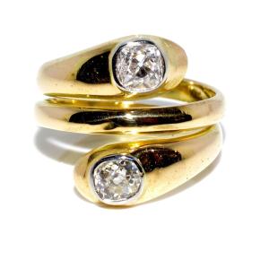Gold And Diamond Snake Ring