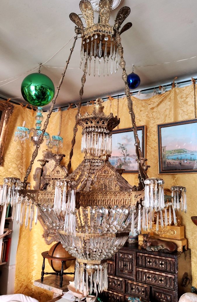 Bronze And Crystal Chandelier -photo-2