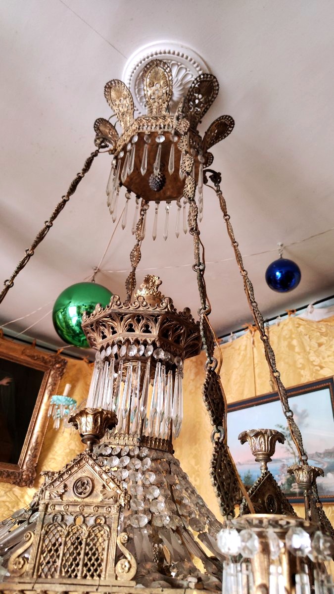Bronze And Crystal Chandelier -photo-4