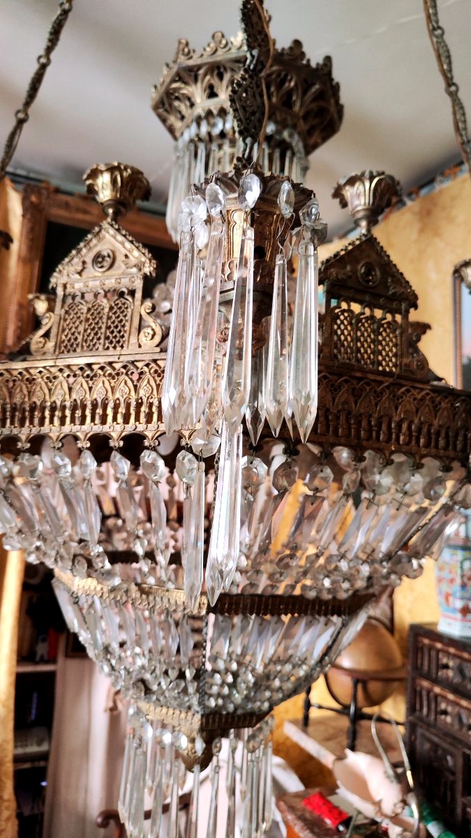 Bronze And Crystal Chandelier -photo-1