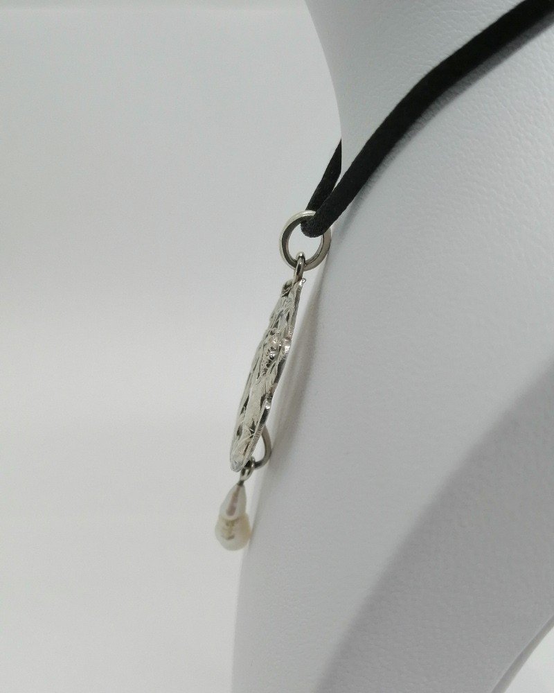 Pendentif Argent, Ajouré, Décor De Femme Aux Joncs, Art Nouveau, 1900.-photo-3