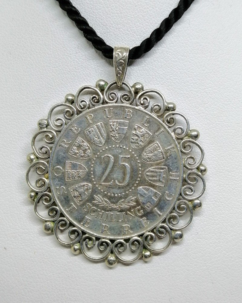 Silver Pendant, With Commemorative Coin For 200 Years Of Mozart.-photo-2