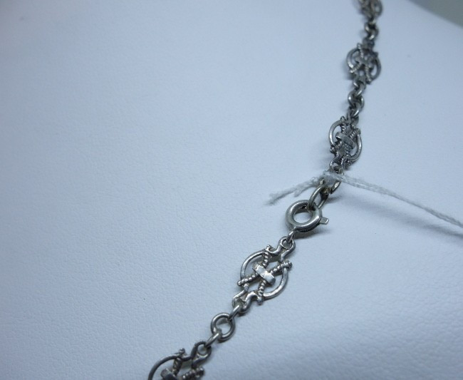 Collier argent massif, maille ancienne travaillée, 1900-20.-photo-3