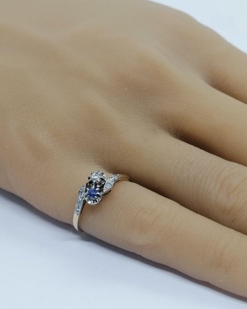 Rose Gold Ring, Small Model Toi Et Moi, Sapphire And Diamond Roses, Circa 1900-20.-photo-4