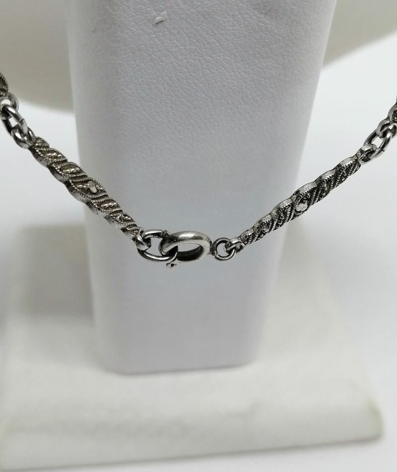 Solid Silver Necklace, Tiara-style Model With Marcasite Paving, Circa 1925-30.-photo-2