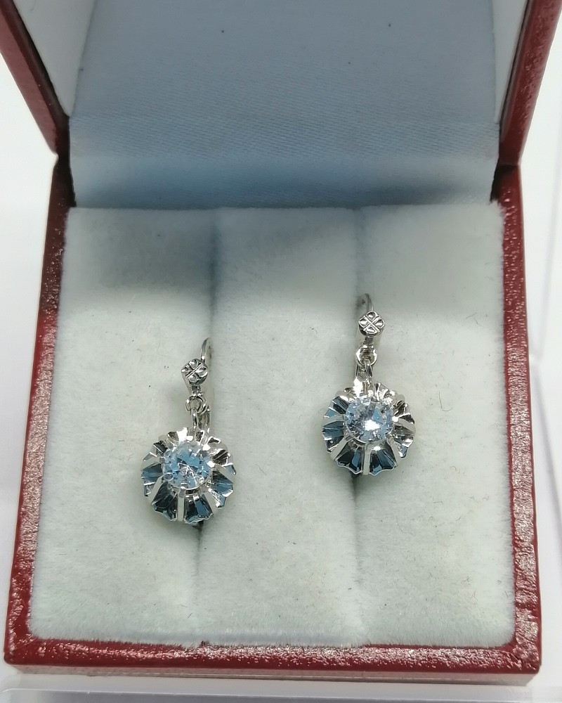 Earrings In Grey Gold, And Set With White Sapphire Claws, Circa 1930-40.-photo-2