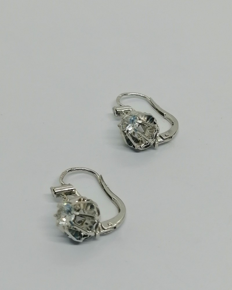 Earrings In Grey Gold, And Set With White Sapphire Claws, Circa 1930-40.