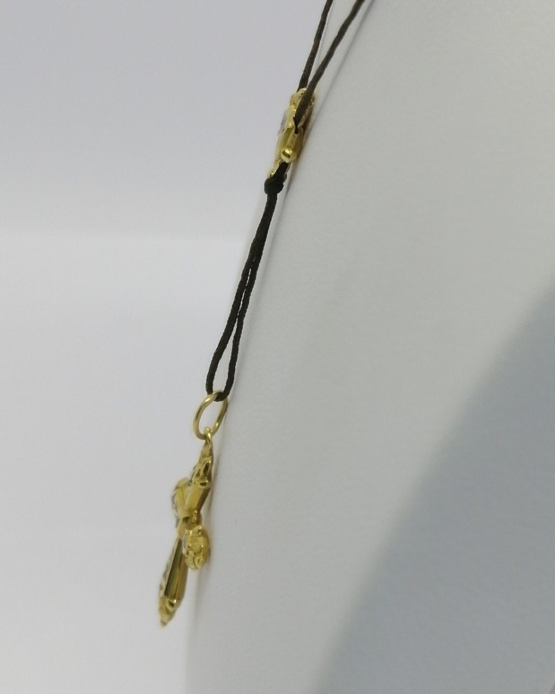 Petit collier en or, croix émaillée et monture en cheveux tressés, Epoque Empire,1809-1819.-photo-4