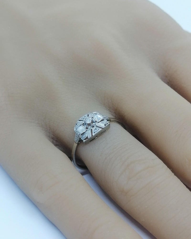 Openwork Diamond-set White Gold And Platinum Ring, Art Deco Model Circa 1930.-photo-4