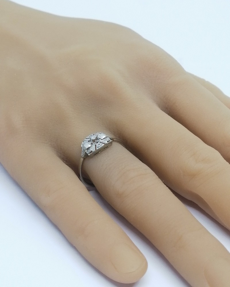 Openwork Diamond-set White Gold And Platinum Ring, Art Deco Model Circa 1930.-photo-1