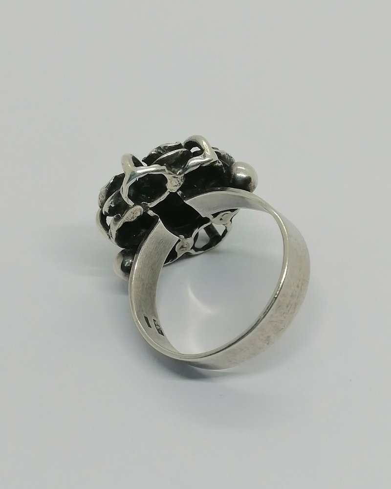 Silver Ring, Flower-shaped, Set With Natural Garnets, 1940–60.-photo-3