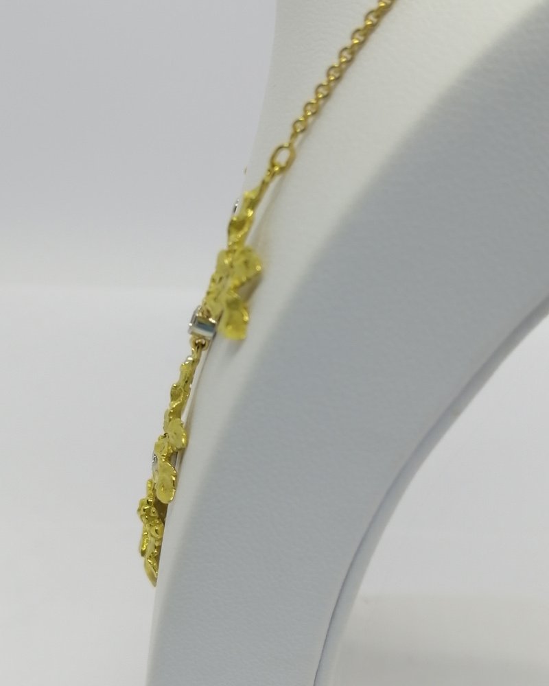 Collier en or jaune, motif de lierre, diamants taillés, rare modèle  Art Nouveau, 1880-1900.-photo-4