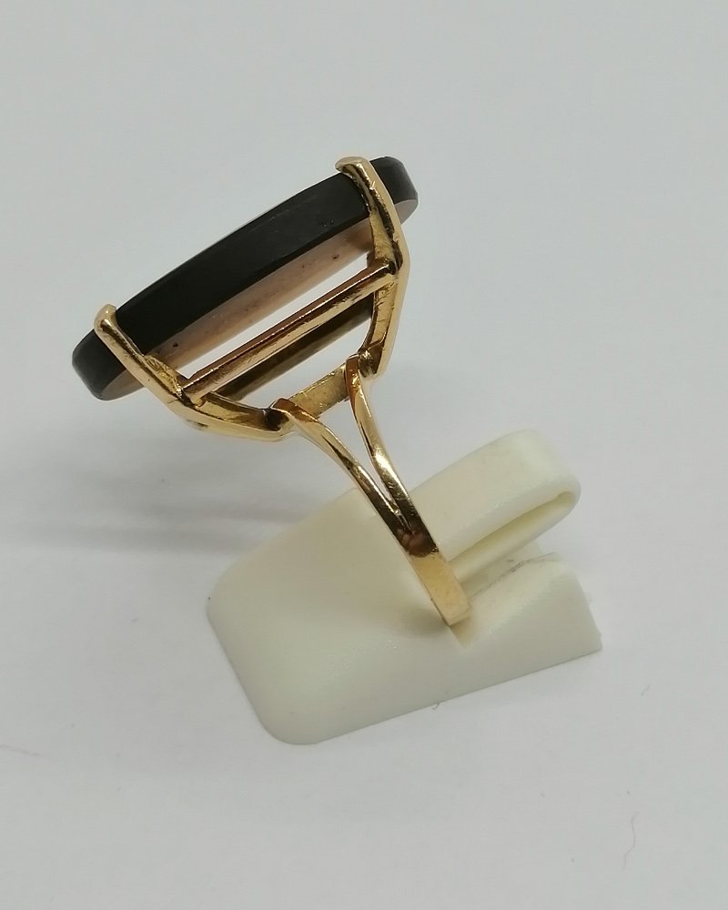 Bague en or, avec intaille en pâte de verre de couleur cornaline, vers 1940-50.-photo-3