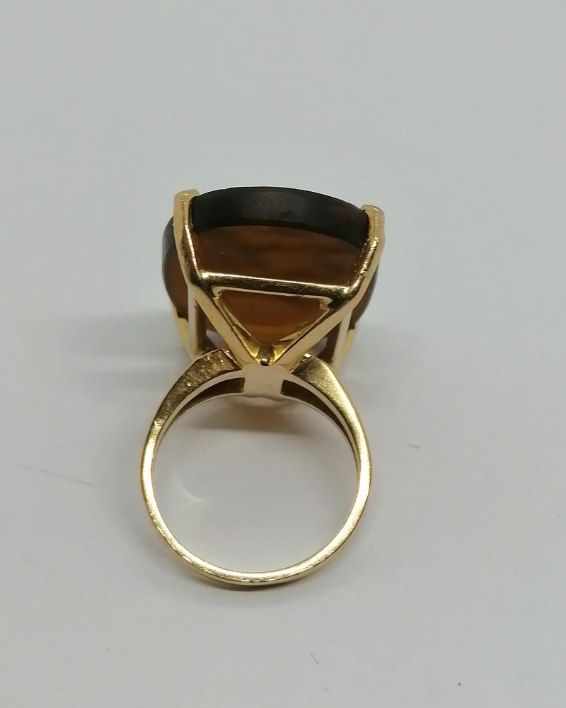 Bague en or, avec intaille en pâte de verre de couleur cornaline, vers 1940-50.-photo-4