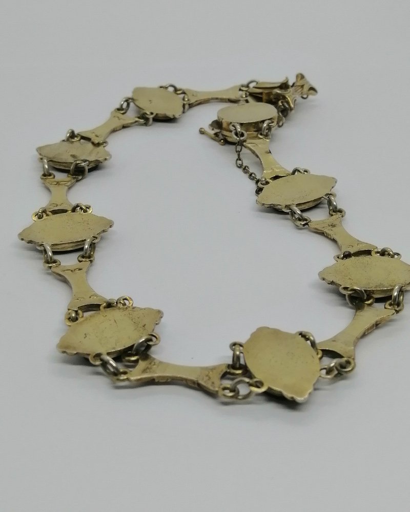 Collier en argent/vermeil, ras du cou, avec micro-mosaique, motifs floraux, époque Napoléon III-photo-2
