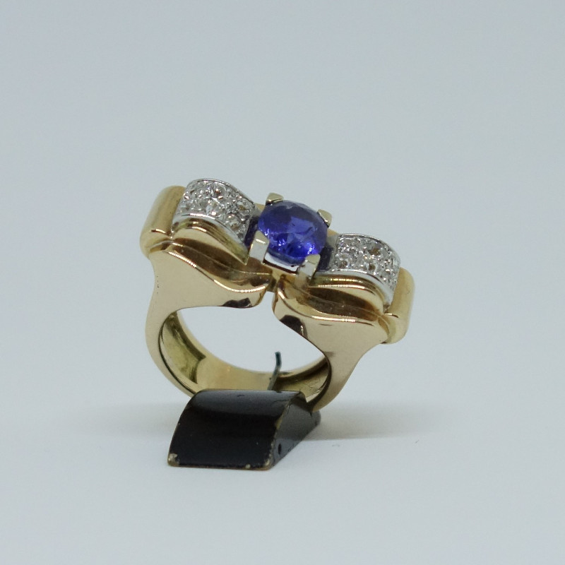 Gold Sapphire And Diamonds Ring-photo-2