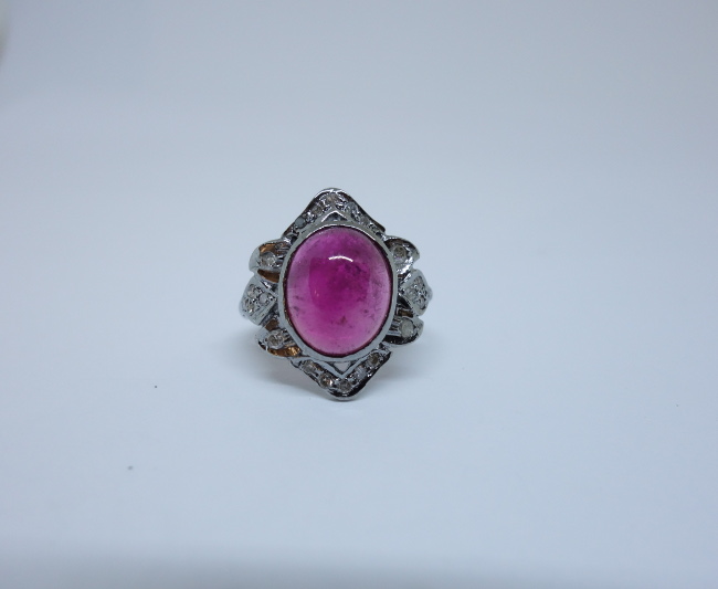 Pink Tourmaline Silver Ring